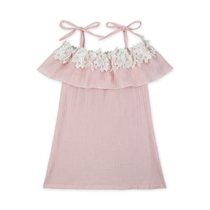 <span class=keywords><strong>Diario</strong></span> de verano color rosa seersucker vestido sin mangas gallus encaje volantes vestidos de Partido de las muchachas - Product Image 2