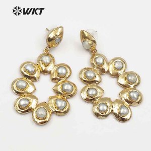 WT-E467 Romantico All'ingrosso Superiore <span class=keywords><strong>di</strong></span> Modo Per <span class=keywords><strong>La</strong></span> Signora Elegante Dei Monili della <span class=keywords><strong>perla</strong></span> a Forma <span class=keywords><strong>di</strong></span> Fiore <span class=keywords><strong>di</strong></span> Pietra Naturale della <span class=keywords><strong>perla</strong></span> Orecchini <span class=keywords><strong>di</strong></span> Goccia - Product Image 3