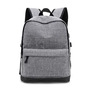 wholesale custom cheap simple blank rucksack men's classic polyester backpack with USB charger