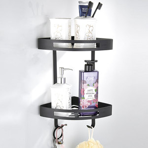 Accessoires de salle de bain noirs en métaux précieux, étagère de rangement murale pliable <span class=keywords><strong>avec</strong></span> cadre perforé pour vasques, double <span class=keywords><strong>angle</strong></span> - Product Image 5