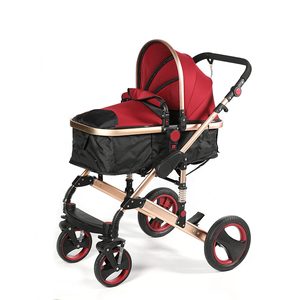 Poussette de luxe en alliage d'aluminium doré / Poussette vélo pour mère et bébé / Poussette 3 en 1 - Product Image 3