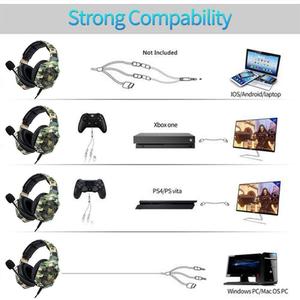<span class=keywords><strong>ONIKUMA</strong></span> Auriculares Gaming Stereo <span class=keywords><strong>K8</strong></span> Auriculares de Diadema con microfono con 3.5 mm Jack Luz LED para PC Camuflaje Nintendo - Product Image 5