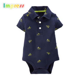 Wholesale manches courtes bébé coton barboteuse garçons <span class=keywords><strong>polo</strong></span> collier bodysuit - Product Image 1
