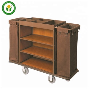 Troli pembersih rumah tangga logam, keranjang layanan pelayan rumah tangga kamar Hotel - Product Image 2