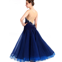 LIUHUO robe de danse Latine, bleu Foncé danse ski, concours de danse jupe Élégante norme Nationale costume de danse