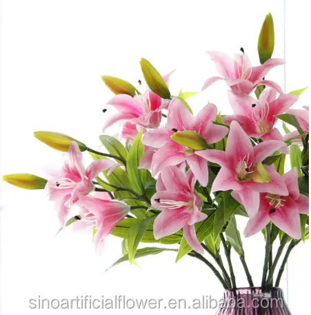 FCR9803 High quality Artificial Flower 3 heads long length Lily