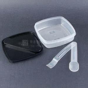2015 venta caliente corea plástico Bento box, caja de almuerzo con tenedor y cuchara - Product Image 3