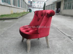 Fauteuil d'appoint de petite taille en tissu velours <span class=keywords><strong>rouge</strong></span> <span class=keywords><strong>vin</strong></span> - Product Image 5