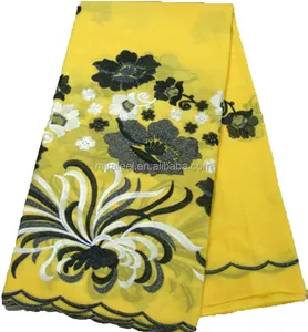 Африканская швейцарская вуаль с черными цветами, кружевная ткань, оптовая цена, 5 ярдов, 100% хлопок