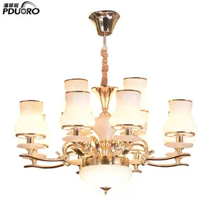 Modern matte gold with black finish industrial style bubble glass shades iron chandelier