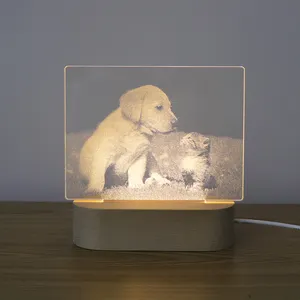 Zhongshan Customization Wood 3D Illusion LED Night Table Lamp