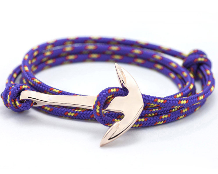 Alibaba populaire vente bijoux argent charme logo/marque gravé rouge multi corde nautique bracelet pour hommes et femmes