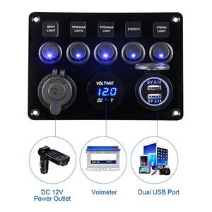 Disjoncteur marin de panneau de commutateur marin de 5 gangs avec le chargeur d'usb 12v-24v - Product Image 2