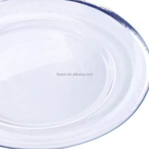 Piatto Decorativo in <span class=keywords><strong>Vetro</strong></span> con Bordo Argento, Piatti Trasparenti con Bordo Argentato, Piatto Rotondo per Tavola da Pranzo - Product Image 6