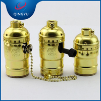 Douille de suspension vintage en laiton et céramique pour ampoule Edison E27 250V, support de lampe suspendue à économie d'énergie avec prise