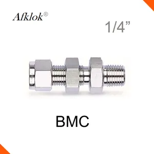 Konektor Fitting pipa Union tunggal sekat ke NPT Male Thread Tube Fitting 1/4 "3/8" 1/2"