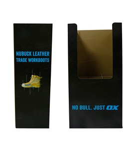 football boot packaging dump bin display cardboard box shoes workboots paper box shoe uppers display stand sport shoe work suits