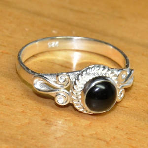 Anillo de Plata de Ley 925 con piedras preciosas de ónix negro, diseño de anillo de una sola piedra, anillo de moda Chapado en plata para fiesta de regalo de boda - Product Image 2