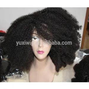 120% Brazilian human hair kinky curly wig afro kinky full lace wig with baby hair bleached knots around in stock