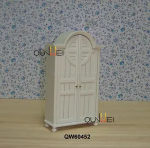 دمية مصغرة أثاث خشبي أبيض خزائن الزاوية QW60452
