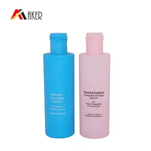 Großhandel Gummi-Effekt Weich gefühlter 120 ml matter blau rosa rund Kosmetik Hautpflege-HDPE-Lotionsflasche aus Kunststoff mit Schraubverschluss