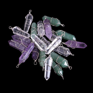 2025 cristal Rose Quartz opale Agate oeil de tigre Unakite améthyste cône hexagonal point de guérison Chakra Stont <span class=keywords><strong>pendule</strong></span> - Product Image 6