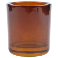 Großhandel 300ml Recycelte Bernsteinfarbene Glas-Kerzenhalter Zylinderdesign für Heimdekoration