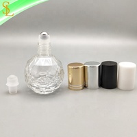 Rouleau d'huile de parfum en verre transparent 10ml, fait sur mesure, avec boule à bille en verre/en acier et capuchons en or/argent, 100 pièces