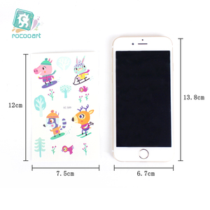 EC581 ~ 590 pegatinas de serie de dibujos animados con lindo <span class=keywords><strong>mono</strong></span> cerdo diseño Animal transferencia de agua temporal niños arte <span class=keywords><strong>tatuaje</strong></span> pegatinas - Product Image 1