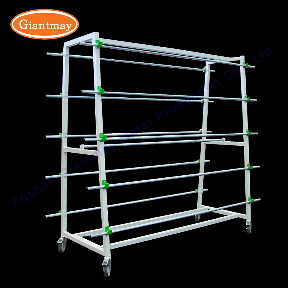 Heavy duty floor metal pipe roll storage fabric roll display stands racks for textile fabric