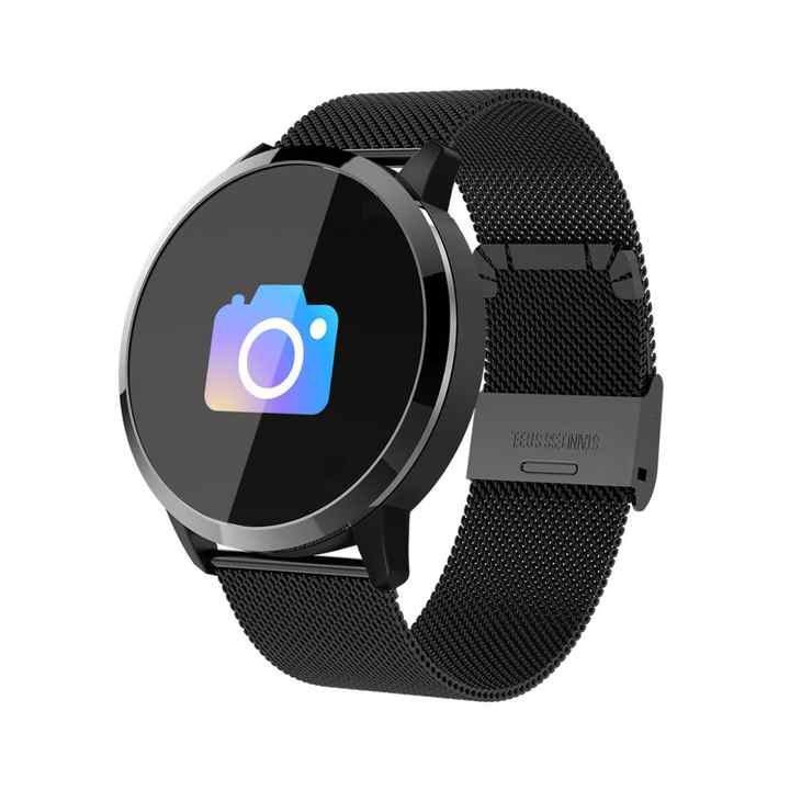 New Screen Touch Watch Q8 OLED heart rate sport Stainless Steel Waterproof Wearable Device Men Women