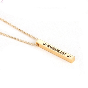 Collana con Ciondolo a Barra Verticale Incisa 3D in Acciaio Inossidabile Personalizzata, Gioielli Minimalisti all'Ingrosso per Uomo e <span class=keywords><strong>Donna</strong></span>, Charm in Oro 14K - Product Image 3