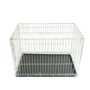 Pieghevole Pieghevole Heavy Duty Zincato di Corsa Del Cane Kennel Crate Con Vassoio