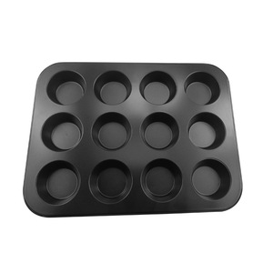 Molde para hornear rectangular negro antiadherente de metal estañado ecológico para <span class=keywords><strong>pan</strong></span> y bizcochos, 12 cavidades - Product Image 1