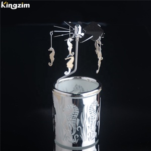 Maßgefertigter Edelstahl-Metallkarussell-Windmühlen-Seepferdchen-Drehkerzenhalter für Geschenke - Product Image 2
