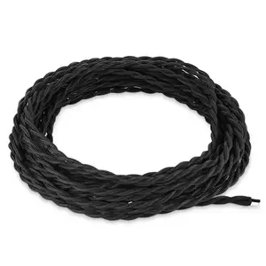 Black 세탁한 상태라 천 덮여 선 골동품 산업 Fabric Electrical Cord Cable Vintage Style Lamp Cord