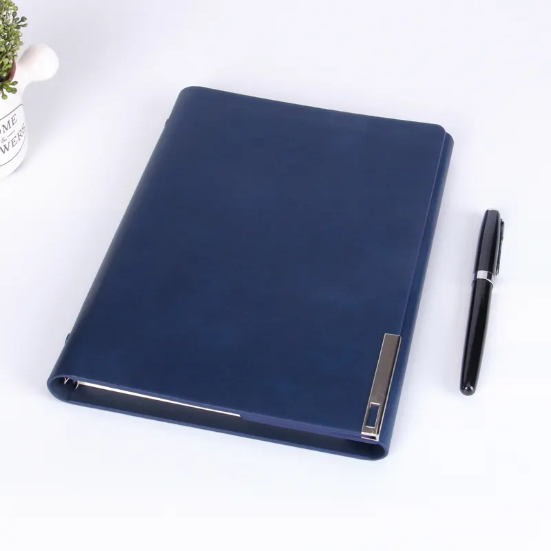 Pu Leder Lose Blatt Notebook Journal ring binder kalender agenda Clip planer Individuelles Logo Metall Schnalle Magnet tagebuch