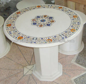 Pirose-haut de Table basse en pierre dure, incrusté de pierre, élégant - Product Image 1