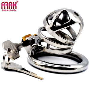 Dispositif de chasteté FRRK05C Jail House, cage de chasteté en acier inoxydable avec bouchon urétral en silicone, cage de chasteté à verrouillage Captus - Product Image 1