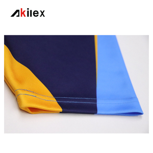 Vente en gros de polos de <span class=keywords><strong>rugby</strong></span> à rayures vierges classiques bleu marine à sublimation manches courtes - Product Image 6