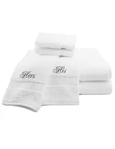Towel Sets Gift His and Hers Couple's Embroidery Perfect Wedding MINI White Dobby Adults Compressed Knitted 100% Cotton Kelin
