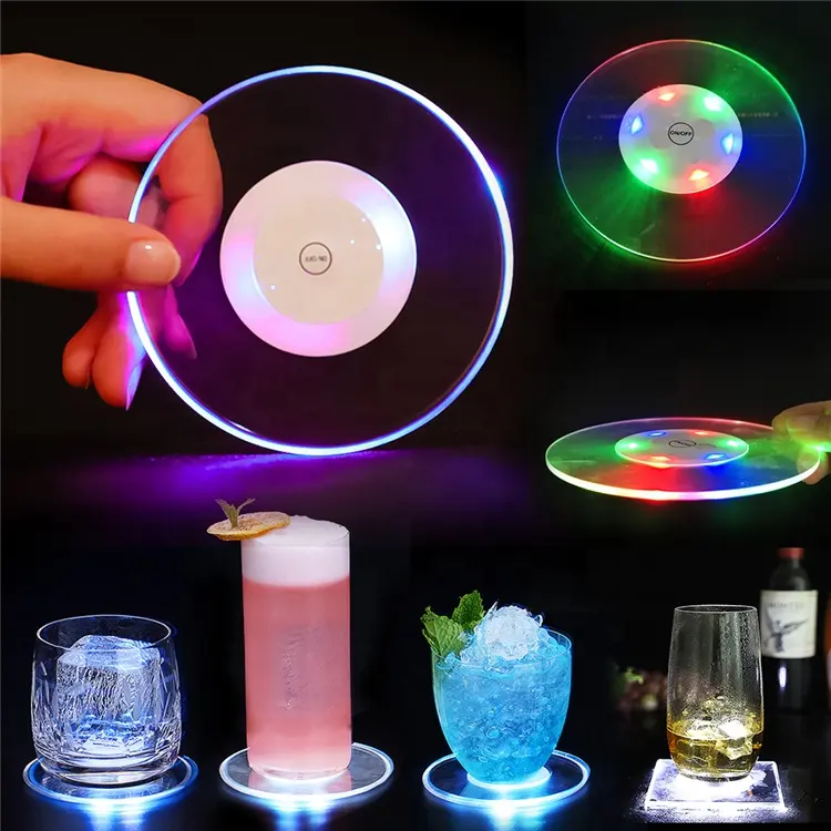 Personnalisé Blanc Led Éclairage Tasse Coaster Led Coaster