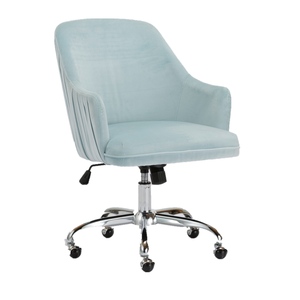 Chaise <span class=keywords><strong>de</strong></span> <span class=keywords><strong>bureau</strong></span> exécutive moderne en tissu velours, dossier mi-hauteur, hauteur réglable, roulettes en nylon, pivotante, design simple certifié - Carlford - Product Image 2