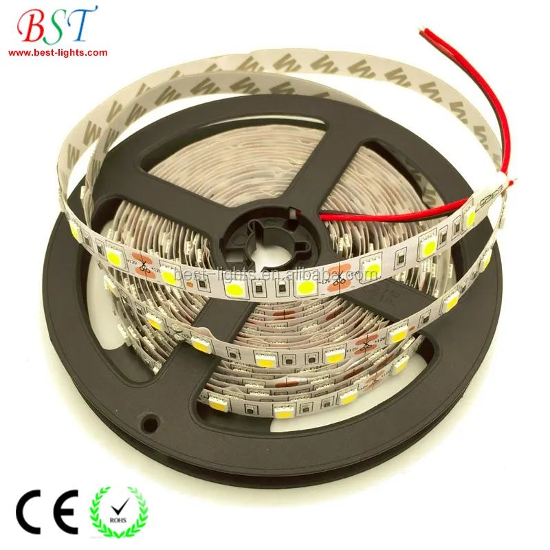 Ce Rohs Goedgekeurd Hoge Helderheid Witte Kleur 12V Dc 60 Leds/M Indoor Niet Waterdicht Smd 5050 Flexibele led Light Strip