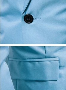 Giacca Blazer di Alta Qualità per <span class=keywords><strong>Uomo</strong></span>, Completo con Giacca e Pantalone Azzurro Chiaro - Product Image 3
