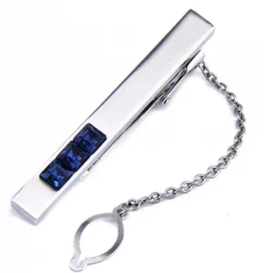 high quality custom logo blank engraved blank men crystal classic chain tie clip