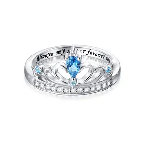 Always My Sister Forever My Friend 925 Sterling Silver Beautiful Princess Crown Ring