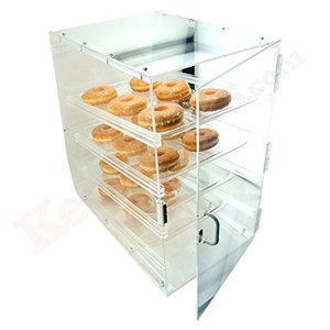 Salida de fábrica, bandeja de 4 niveles, puerta delantera trasera, vitrina de repostería de rosquillas, exhibición de acrílico, postres, escaparate para hornear galletas a la venta