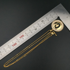 Echsio circón ronda Tag Circle con seguir la letra C collar de encanto para las mujeres delgadas de oro blanco cadena XL390 - Product Image 6