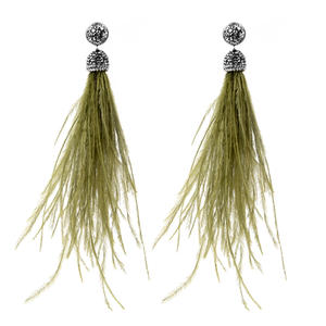 โบฮีเมียนของแท้ขนนกกระจอกเทศต่างหูยาวคริสตัลพู่ห้อยวางต่างหูเครื่องประดับสำหรับผู้หญิงเครื่องประดับจัดงานแต่งงาน - Product Image 3